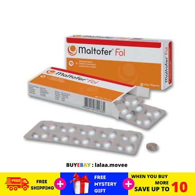 1 Box MALTOFER FOL CHEWABLE TABLETS 30'S  For Iron Deficiency Free Shipping