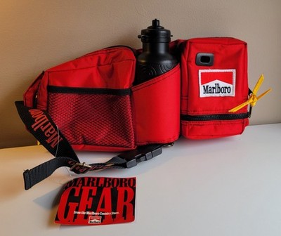 Vintage 90's Marlboro Gear Fanny Pack Bum Bag W/ Original Water Bottle Promo