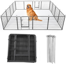 Outdoor Dog Playpen,Heavy Duty Metal Pet Exercise Pen,24 Inch, 16 Panels Metal D
