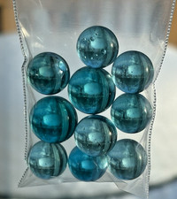 Clear Blue Glass Marbles UV Reactive Vintage Lot Of 10
