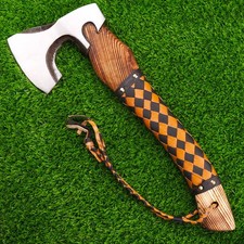 Handmade Viking Axe 18 Carbon Steel Plain Blade Hatchet Wood Handle With Sheath