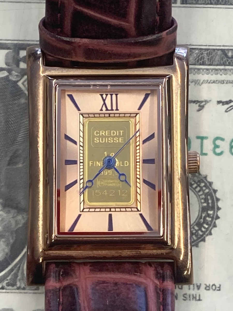 Stauer Alta Gold Ingot Watch 21455 Credit Suisse 1g .999 Gold Bar