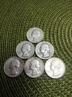 90% Silver $1.50  6 Washington Quarters Circulated Pre-1965 US Coin Lot3
