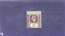 Leeward Islands George V 5d Purple & Green Single Mint Hinged