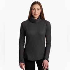 KUHL Women's Petra Turtleneck Top Pavement Gray Thermal Knit Long Sleeve M