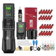 WORMHOLE PRO Tattoo Gun Kit Wireless Tattoo Machine 2 Batteries 1,800Mah Power