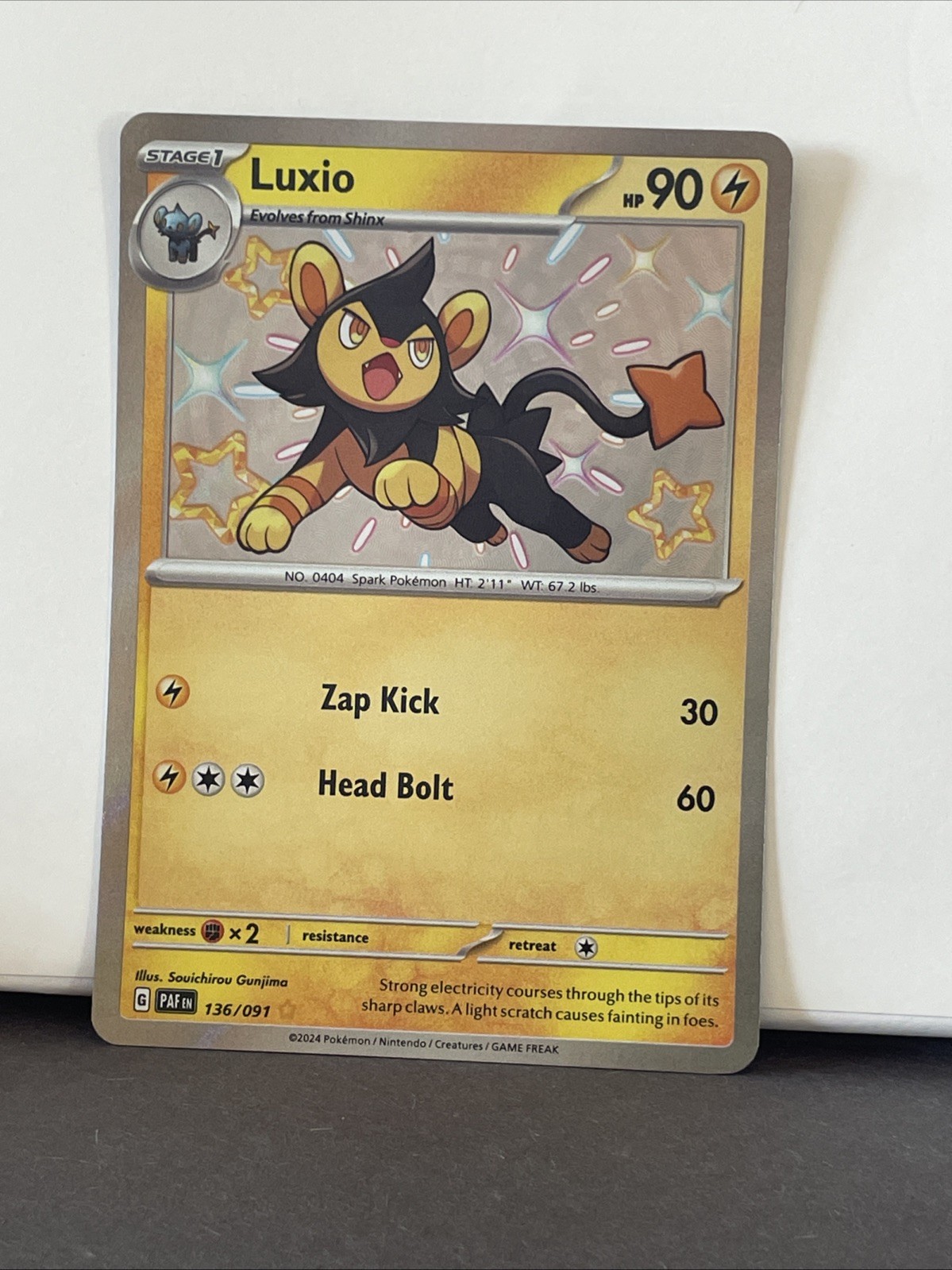 Pokémon TCG Luxio Scarlet & Violet Paldean Fates Holo Shiny Rare Card 136/091