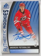 2017-18 SP GAME USED AUTHENTIC ROOKIES BLUE AUTO ANDREW POTURALSKI CAROLINA
