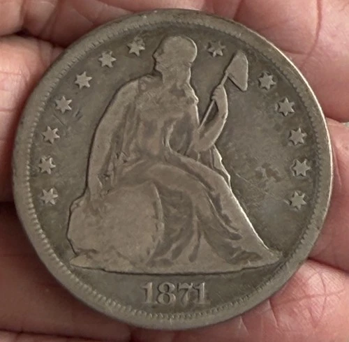 1871 SEATED LIBERTY SILVER DOLLAR $1 CIRCULATED GOOD or BETTER