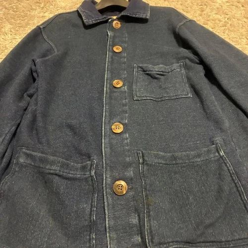 45R 45rpm Cotton Jacket Sweat Outerwear Indigo Dyed Blue Size-M Excellent image 3
