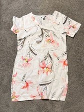Peck & Peck Women's Floral Print 100% Linen V-Neck Short Sleeve Shift Dress