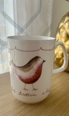 Fine Bone China Coffee Cup Mug Rose Of England The ROBIN Goes Bobbin Along BIRD