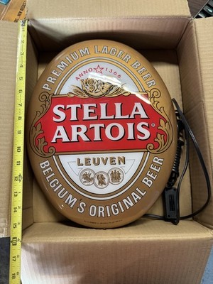 Vtg Stella Artois illuminated oval pub sign Light Breweriana Beer Minty!