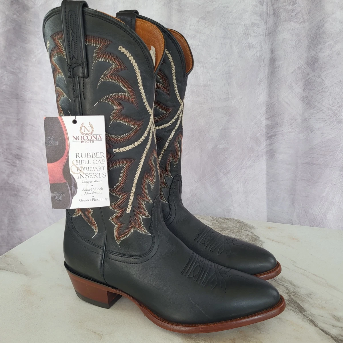 Bottes Nocona femme 6,5 cuir gris western cowboy floral en relief
