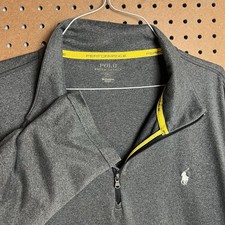Ralph Lauren Polo Performance Quarter Zip Pullover Mens XL Gray Golf Polyester