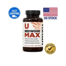 Redwood MAX Nitric Oxide Booster | Blood Flow & Circulation | 60 Capsules USA