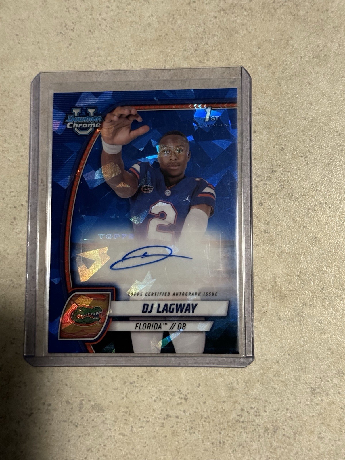 DJ Lagway 2024 Bowman Chrome Sapphire University 1st Auto Florida Gators