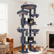 Corner Cat Tree, 84" Multilevel Large Cat Tree Tower for Indoor Cats with 2 Cat