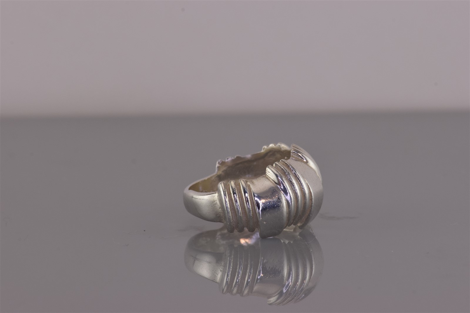 Sterling Silver 12mm Rounded Ribbed Offset Panels… - image 3