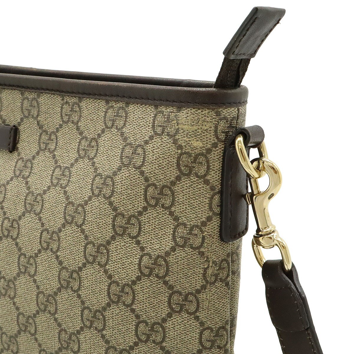 Gucci GG Supreme Shoulder Bag Crossbody PVC Leather Beige Dark Brown Gold thumbnail 12