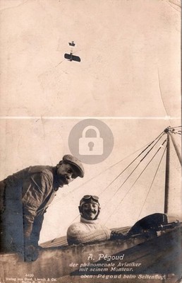 Pegoud Aviator Mechanic Early Biplane Flight Germany RPPC Photo Postcard COPY