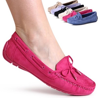 Damen Velours Mokassins Komfort Slipper Halbschuhe Loafer Schleife Trendy