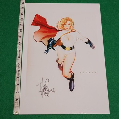 Marcio Takara Power Girl Signed Art Print 2014 17x11 DC Comics Original Rare