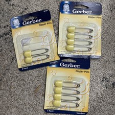 NOS Gerber Cloth Diaper Pins 2 Yellow New 1 Opened Lot