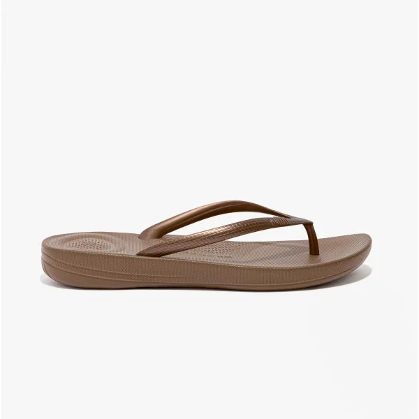 FitFlop Iqushion Ergonomic Womens Rubber Slip-On Comfort Bronze Sandals