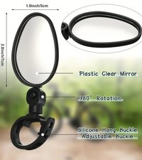 2-Pack Acrylic Convex Oval 360° Rotatable Bike Mirrors, Shockproof Handlebar
