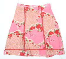 Avoca Anthology Womens Pink Floral A-Line Cotton Skirt Size 10