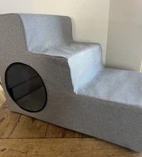  PetThem Gray 3 Steps Pet Stairs for Cats & Dogs,  Bed or Sofa Wide Safe Stairs