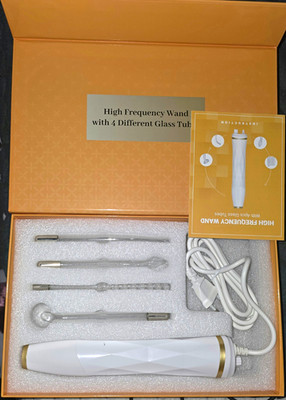 4-in-1 Hochfrequenzstab BT-002 Weiß/Gold, 4 Glasaufsätze, 4 Stufen, CE