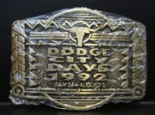 Dodge City Days 1992 Brass Belt Buckle Kansas Longhorn Cow 9th Series Limited Ed