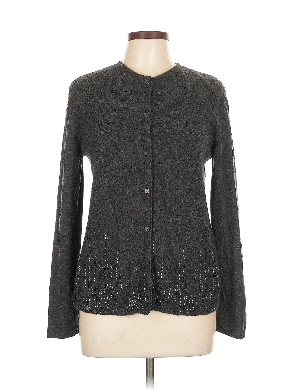 Valentino Women Gray Wool Cardigan 48 italian