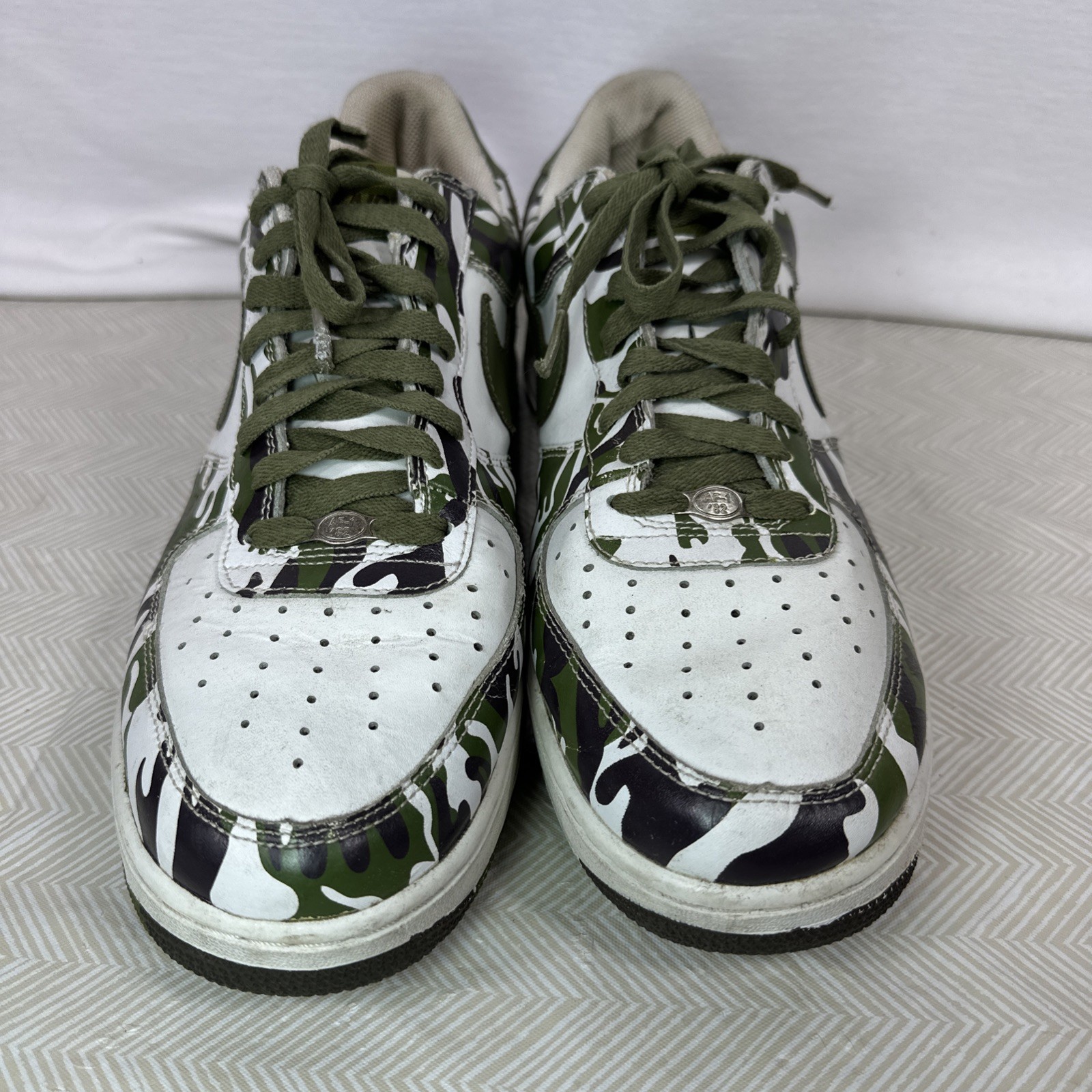 NIKE AIR FORCE 1 CAMO Size 12 306353 131 White Green Sneakers 2004 Low Top Shoe thumbnail 4