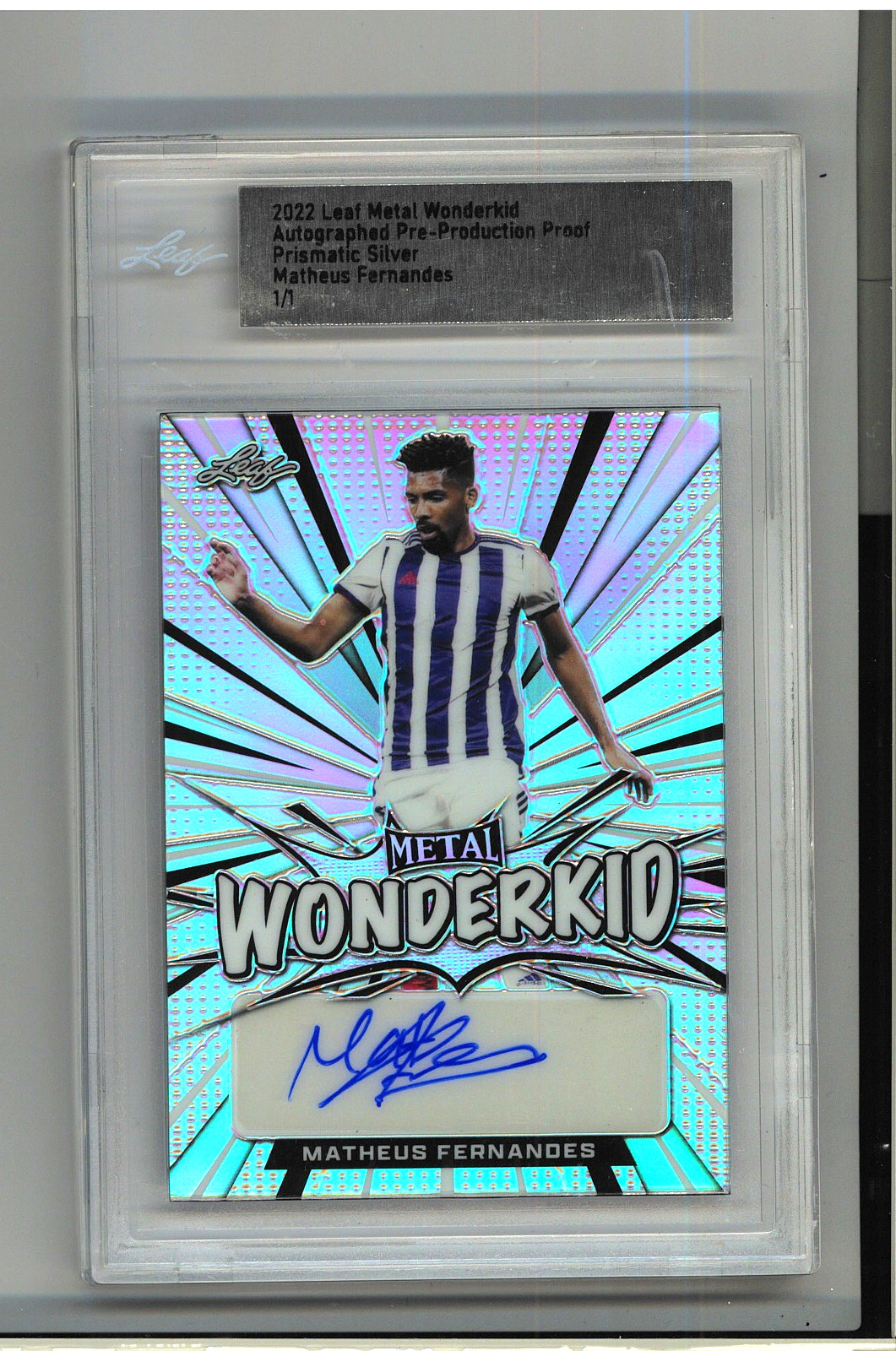 2022 Leaf Mateus Fernandes Autograph #1/1 ROOKIE ERROR Silver FIFA Soccer Auto