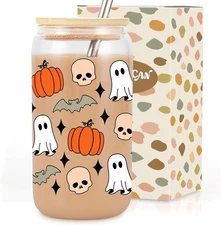 Coolife Halloween Pumpkin Ghost Skull Fall Cup - 16 oz 16 Ounces, Multicolor 