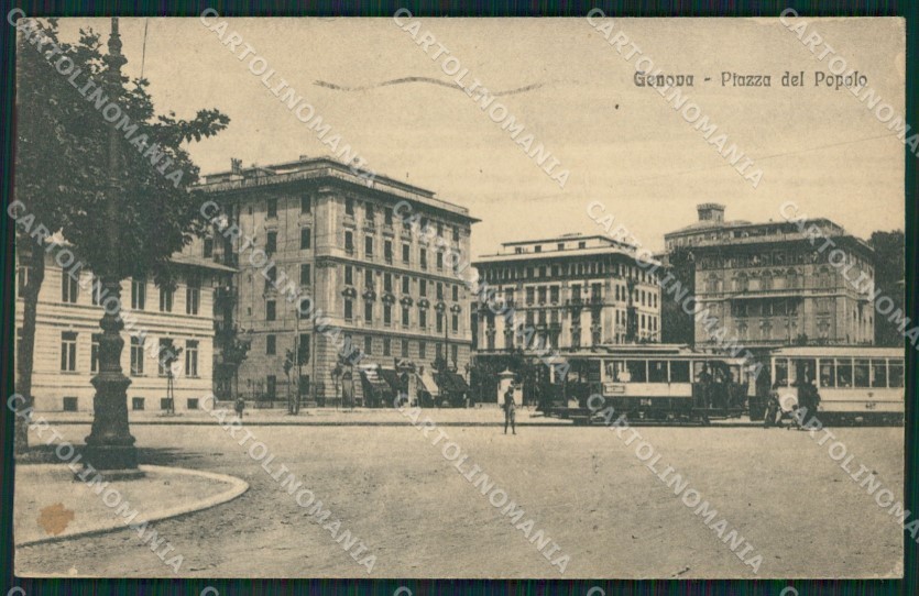 Genova Città Piazza del Popolo Tram cartolina QZ5505