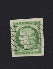 Timbre France classique avant 1900 15 c N° 2 Cérès oblitéré grille sans fin