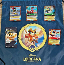 Disney Lorcana Cruise Promo Full Set 5 Foil Cards Mickey Sealed Drawstring Bag
