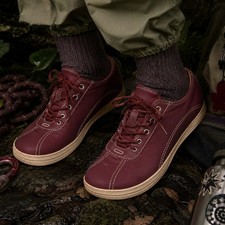 Keds Womens 6.5 Vintage Maroon Red Leather Lace Up Sneakers Square Toe Y2K 90s