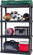 USA 4-Shelf Heavy Duty Plastic Storage Shelves 600lb Capacity 56" H x 36" W