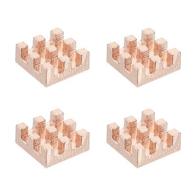 4 Pcs Copper Heatsink 7x7x3mm, Heat Sink Cooler Radiator for Raspberry Pi