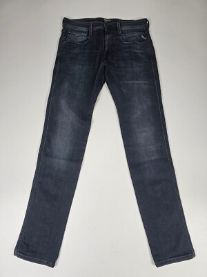 Replay M914Y Anbass Stretch denim Jeans Hose blueblack overdyed Größe 33/32