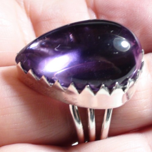 GRANDE! ANELLO AMETISTA CAMBIO COLORE NATURALE ALTA QUALITÀ 46,35 CT ARGENTO 925.9.0 - Foto 8 di 12