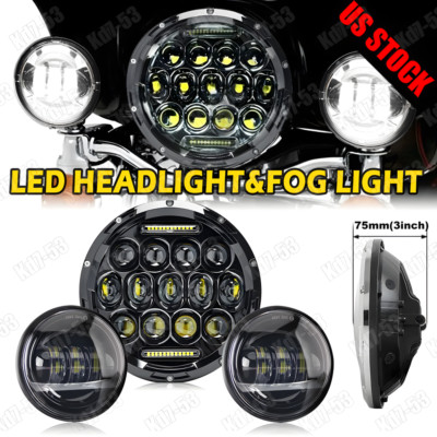7 inch LED Headlight + fog lights For VN Vulcan Classic Nomad Drifter 1500 DOT
