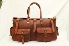 Sac de sport de chèvre 26" en cuir pour hommes voyage bagage sûr véritable ma...