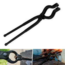 17" V-Bit Bolt Blacksmith Tongs, Wolf Jaw Tongs Assembled Anvil Forge Tongs