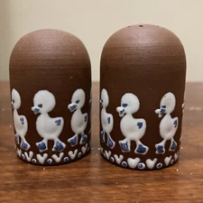 Ioska Denmark Salt & Pepper 2.75” Art Pottery Hand Enameled Ducks